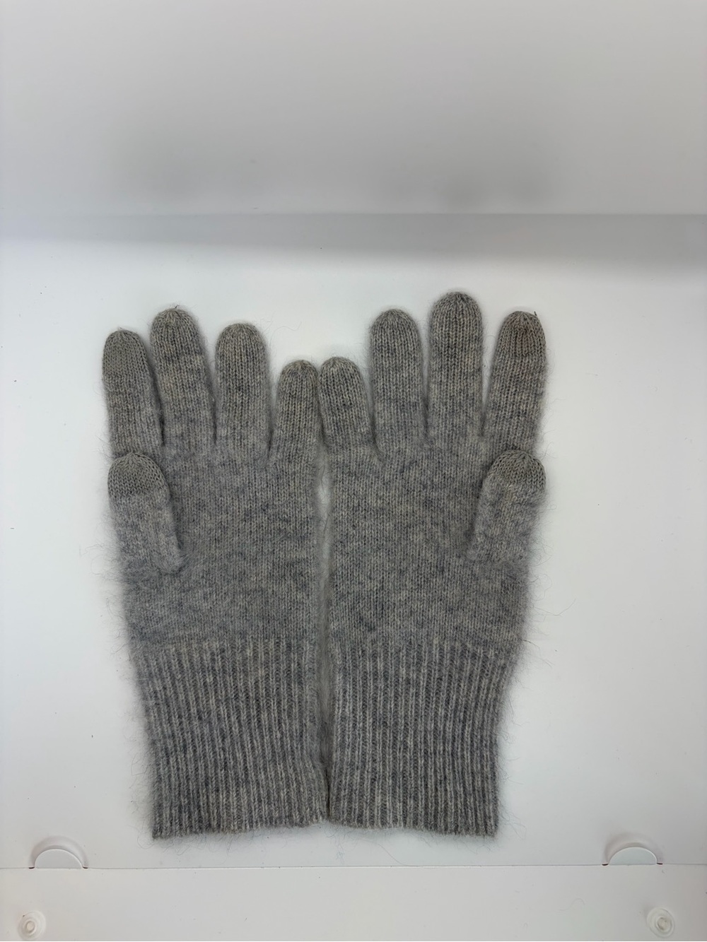 NWT Nordstrom 100% Cashmere Knit Gloves - Heather Gray Texting friendly O/S